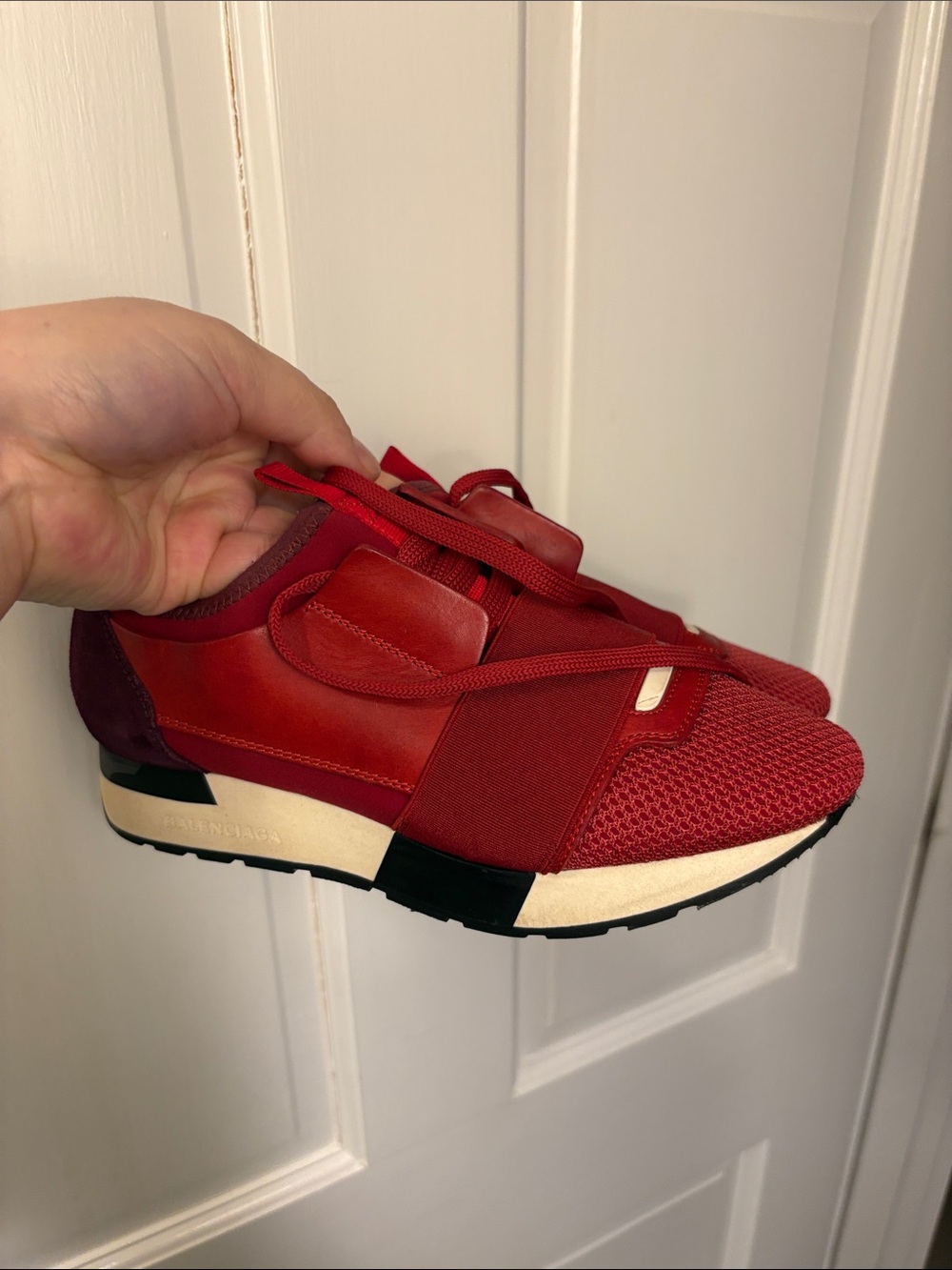 Balenciaga Paris made in Italy red sneakers- great preowned condition